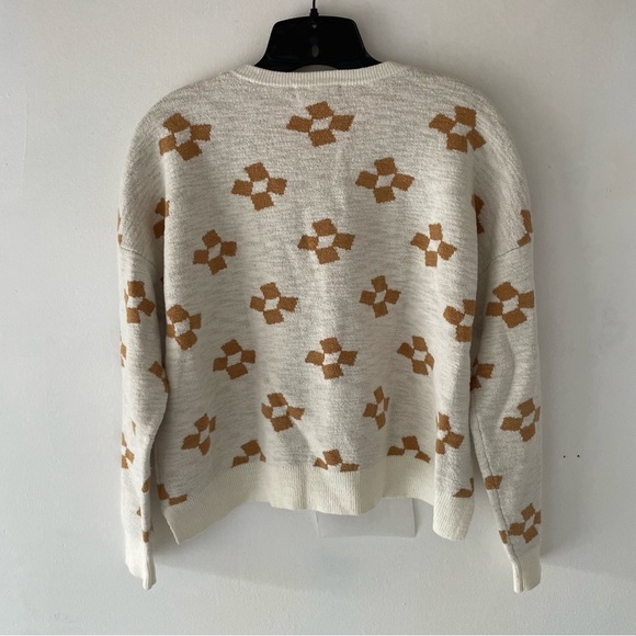 Madewell Cream Tan Aneeta Jacquard Pullover Crewneck Sweater 37140 - Picture 4 of 9
